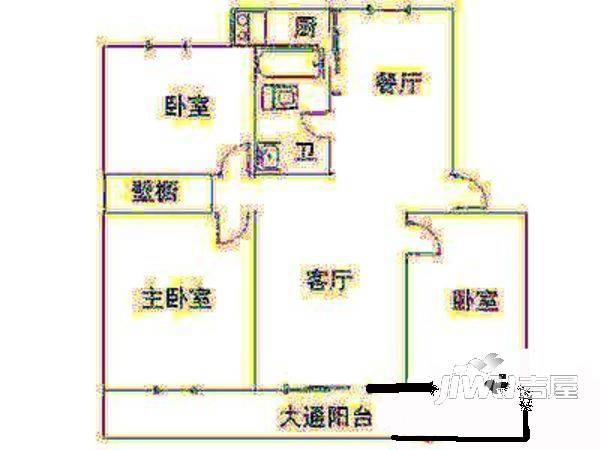 富强新村2室1厅1卫61㎡户型图