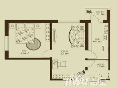 清潭西村3室1厅1卫户型图