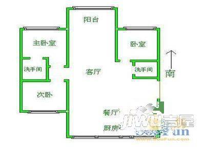 绿色家园3室1厅1卫户型图