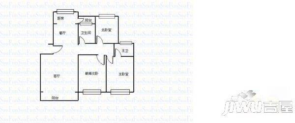 花园新村4室2厅2卫65㎡户型图