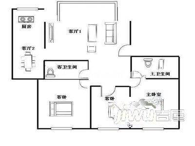 清溪花园3室1厅1卫户型图