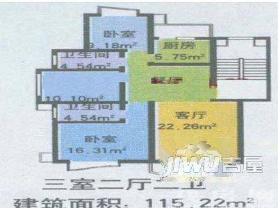 蓝天花园二期2室1厅1卫户型图