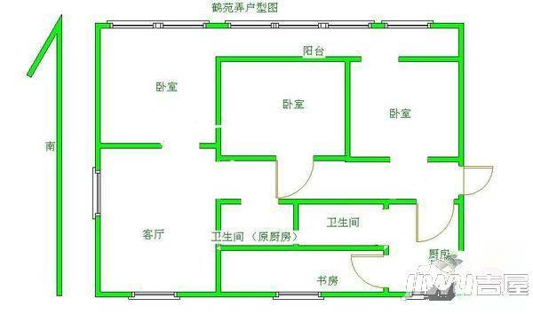 鹤苑新都3室2厅2卫144㎡户型图