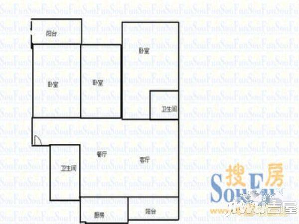 鹤苑新都3室2厅2卫144㎡户型图