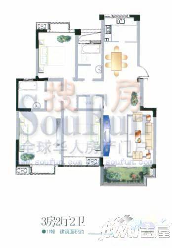 五一花园3室2厅2卫117.8㎡户型图