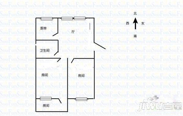 丽华一村2室1厅1卫56㎡户型图