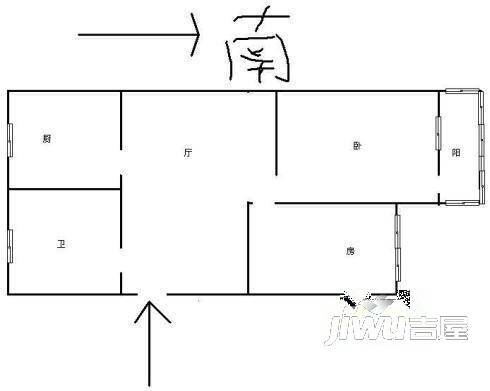 唐家新村2室1厅1卫户型图