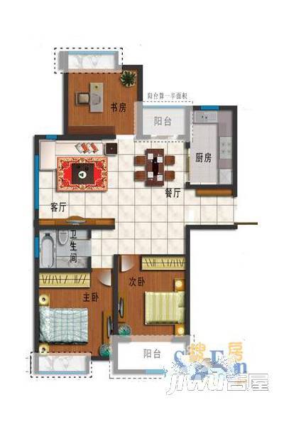 四季新城别墅3室2厅2卫户型图