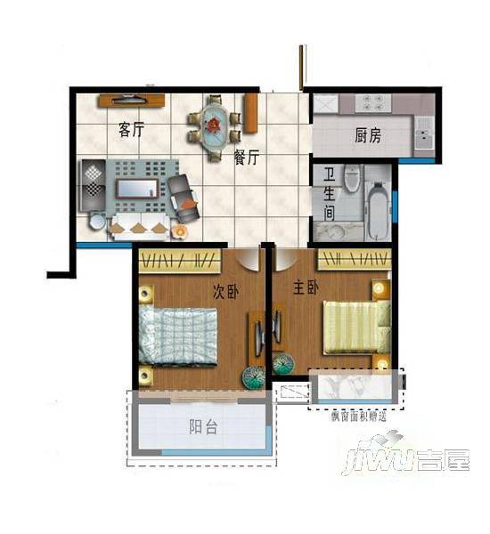 勤业六村3室2厅1卫户型图