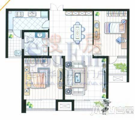 世纪华城2室2厅1卫104.7㎡户型图