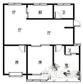 阳湖世纪苑3室2厅1卫96㎡户型图