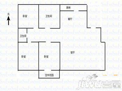 红梅西村2室1厅1卫68㎡户型图