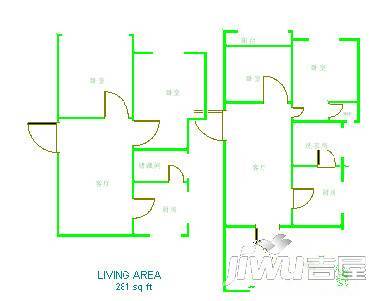 诺诚高第3室2厅1卫124㎡户型图