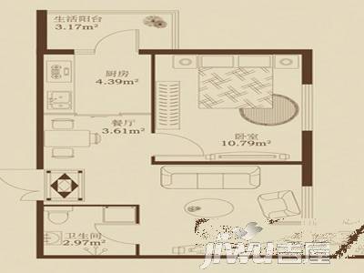 珠江花园2室2厅1卫户型图