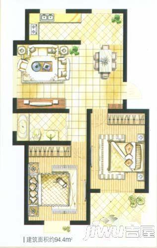 丽华三村续建房2室2厅1卫94.4㎡户型图