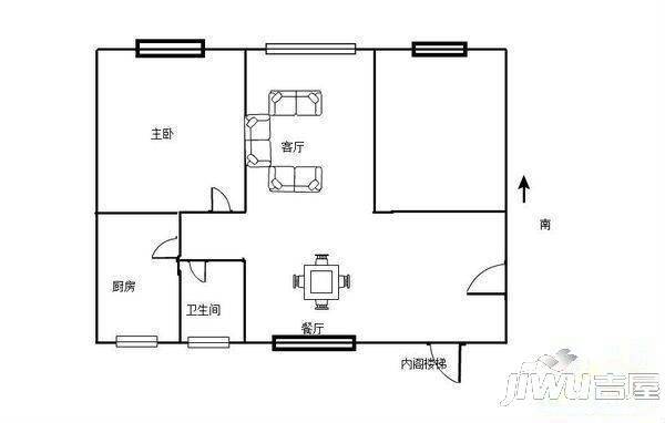 泰山花园2室1厅1卫58㎡户型图