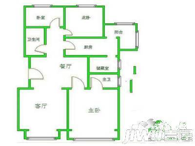 虹景花园1室2厅1卫户型图