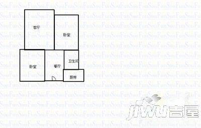 天皇堂新寓2室2厅1卫106㎡户型图