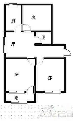 花东三村3室1厅1卫93㎡户型图