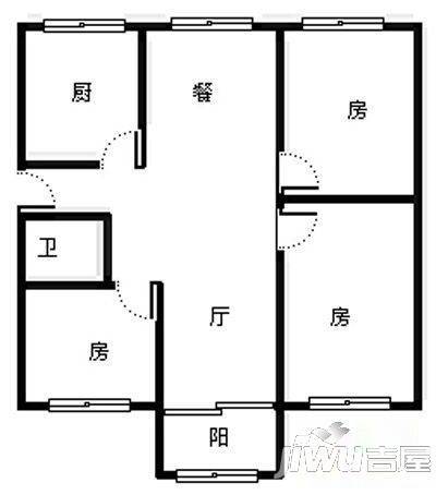 花东三村3室1厅1卫93㎡户型图