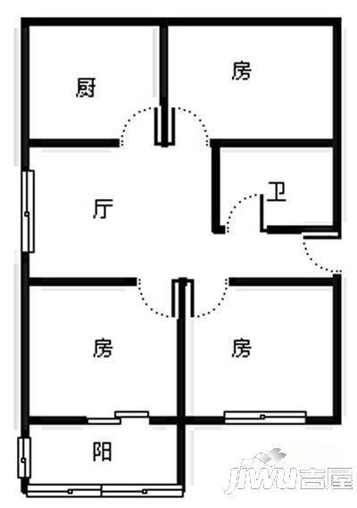 花东三村3室1厅1卫93㎡户型图