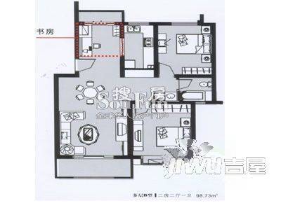 新魏花园2室1厅1卫户型图