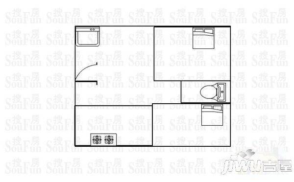 东庄立志苑2室2厅1卫73㎡户型图