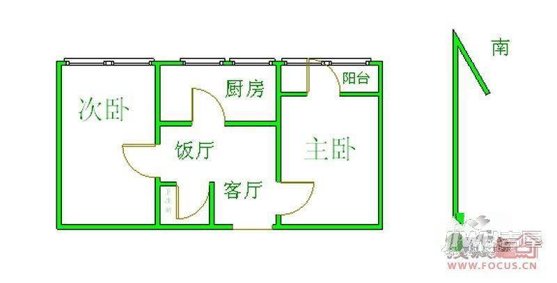 八角井2室2厅1卫户型图