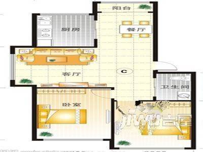 东城宜景苑2室1厅1卫户型图