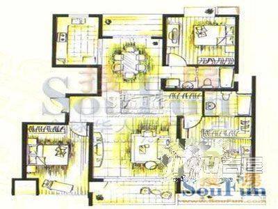 新庆花园3室2厅1卫户型图