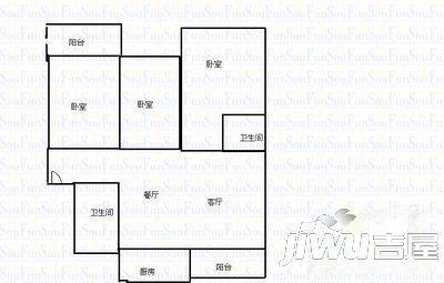 鹤苑新都3室2厅2卫144㎡户型图