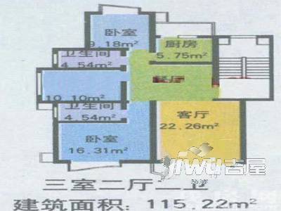 蓝天花园二期2室1厅1卫户型图