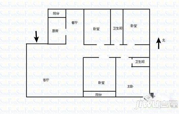 茂业豪园2室1厅1卫户型图