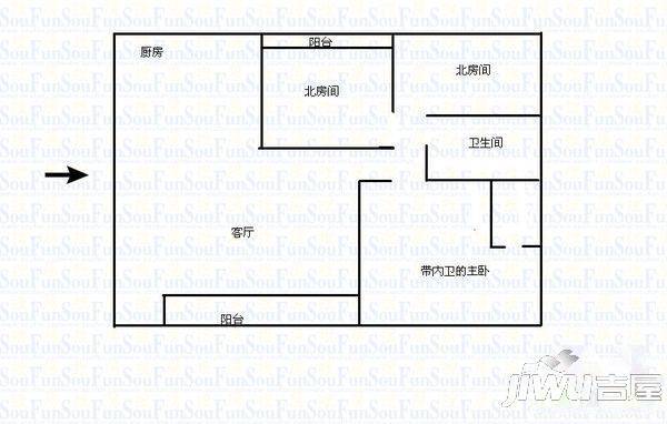 茂业豪园2室1厅1卫户型图