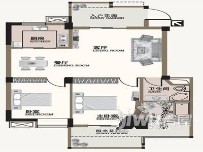 茂业豪园2室1厅1卫户型图