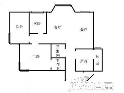 西新桥二村2室1厅1卫户型图