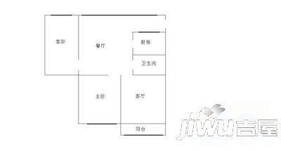 西新桥二村2室1厅1卫户型图