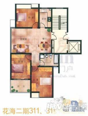 花东三村3室1厅1卫93㎡户型图