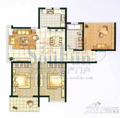 迎宾秀园2室2厅1卫户型图