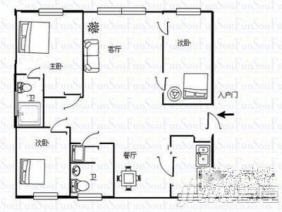 太阳花园1室1厅1卫户型图