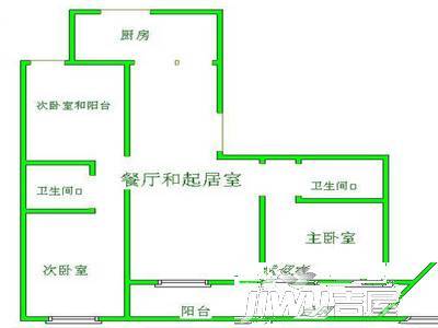 顺园二村2室2厅1卫87㎡户型图