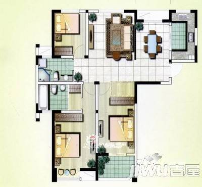 顺园二村2室2厅1卫87㎡户型图