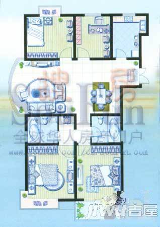 怡和花园2室2厅1卫86㎡户型图