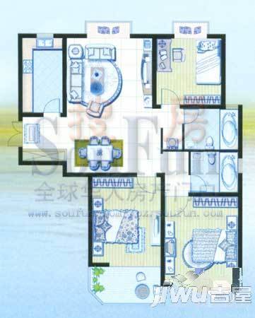 怡和花园2室2厅1卫86㎡户型图