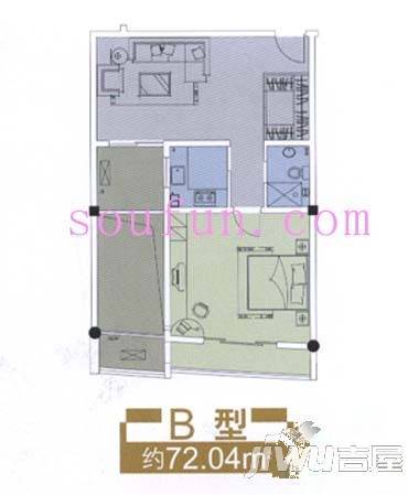 府琛商务广场1室1厅1卫72㎡户型图