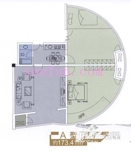 府琛商务广场1室1厅1卫72㎡户型图