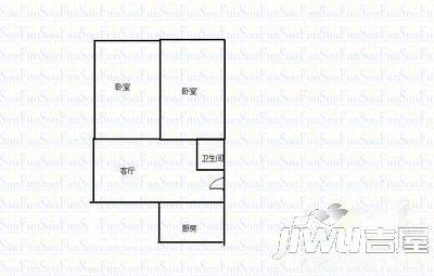 清潭五村2室2厅1卫83㎡户型图