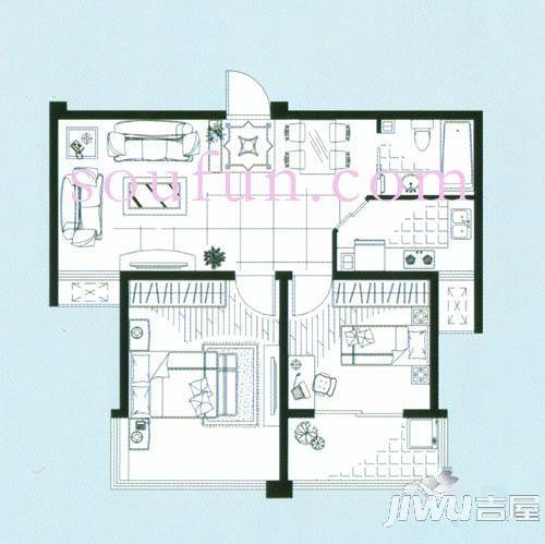 水岸人家3室2厅2卫141㎡户型图