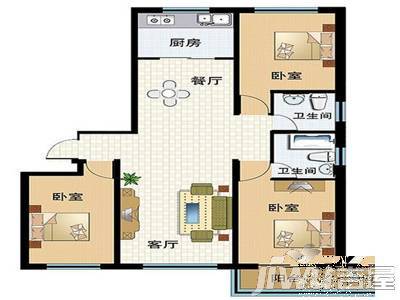 中山苑3室1厅1卫户型图