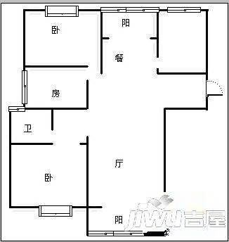 园城豪景2室2厅1卫89.5㎡户型图